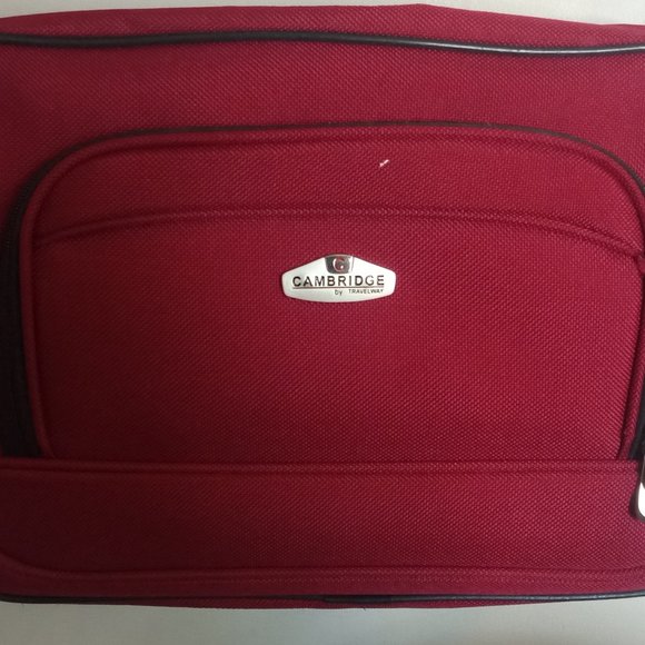 The Cambridge Travel Satchel Crossbody Bag Vinyl Just Like New Red 16" x 11"x5" - Picture 1 of 4